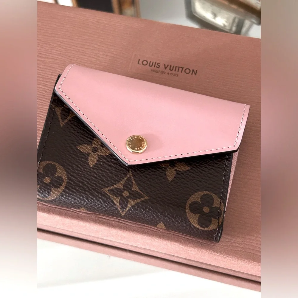 Louis Vuitton Pink and Brown Monogram Card Holder Wallet